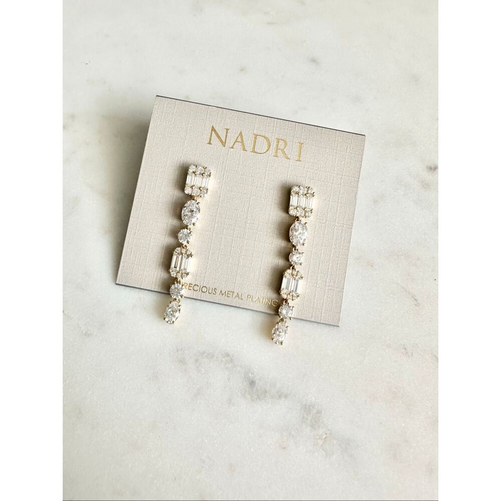 Nadri Gold Crystal Drop Earrings